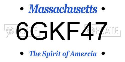 6GKF47 Massachusetts License Plate