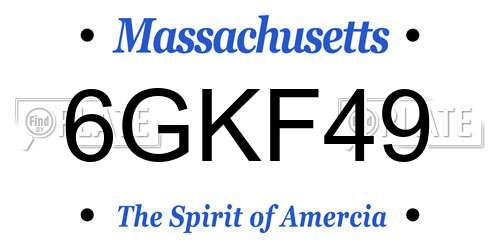 6GKF49 Massachusetts License Plate