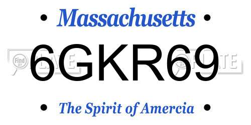 6GKR69 Massachusetts License Plate
