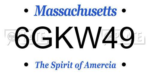 6GKW49 Massachusetts License Plate