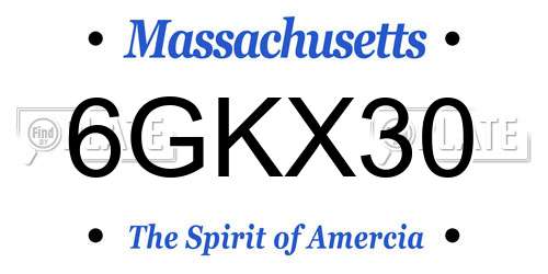 6GKX30 Massachusetts License Plate