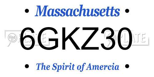 6GKZ30 Massachusetts License Plate