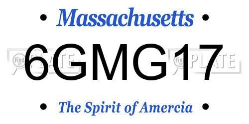6GMG17 Massachusetts License Plate