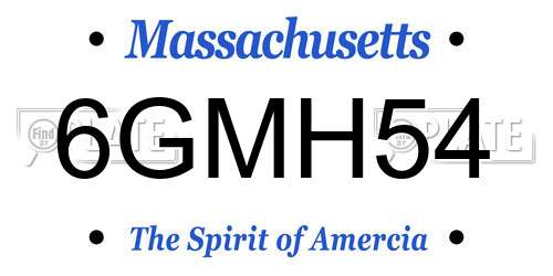 6GMH54 Massachusetts License Plate
