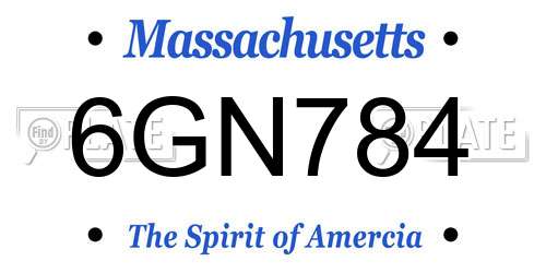6GN784 Massachusetts License Plate