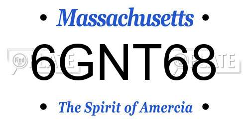 6GNT68 Massachusetts License Plate