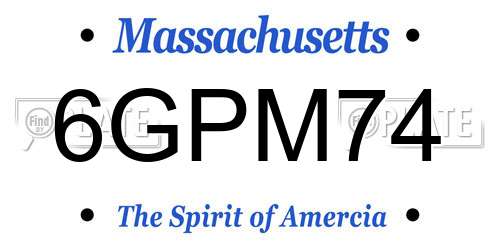 6GPM74 Massachusetts License Plate
