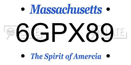 6GPX89 Massachusetts License Plate