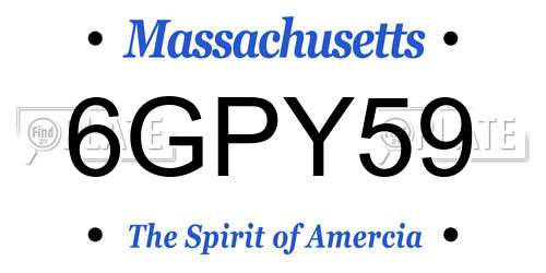 6GPY59 Massachusetts License Plate