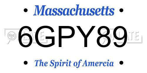 6GPY89 Massachusetts License Plate