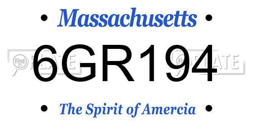 6GR194 Massachusetts License Plate