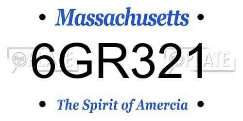 6GR321 Massachusetts License Plate