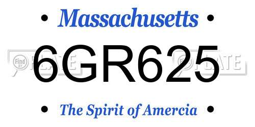 6GR625 Massachusetts License Plate