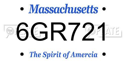 6GR721 Massachusetts License Plate