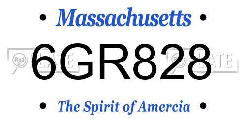 6GR828 Massachusetts License Plate