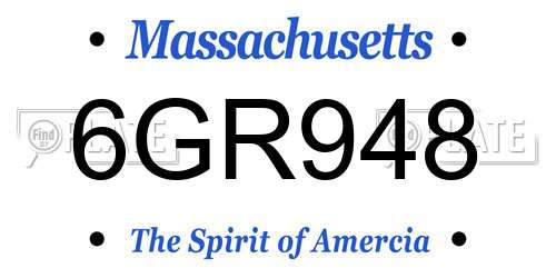 6GR948 Massachusetts License Plate