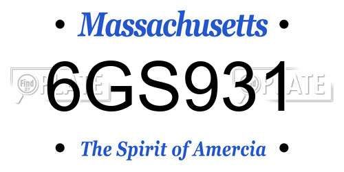 6GS931 Massachusetts License Plate