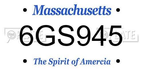 6GS945 Massachusetts License Plate