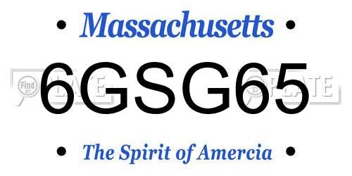 6GSG65 Massachusetts License Plate