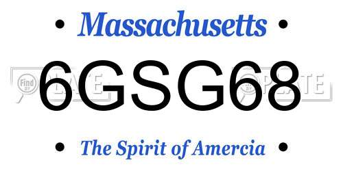 6GSG68 Massachusetts License Plate