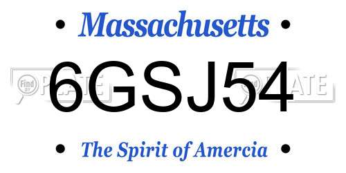 6GSJ54 Massachusetts License Plate