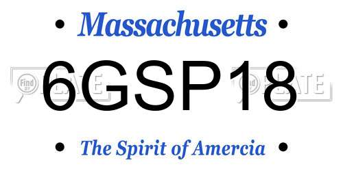 6GSP18 Massachusetts License Plate