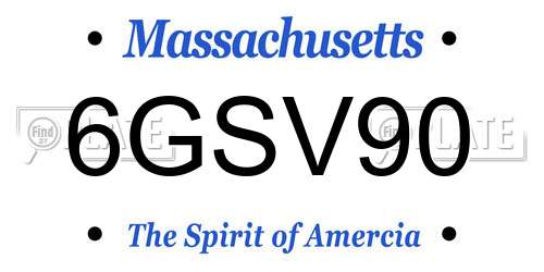 6GSV90 Massachusetts License Plate