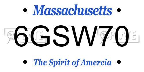6GSW70 Massachusetts License Plate
