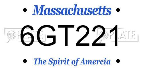 6GT221 Massachusetts License Plate