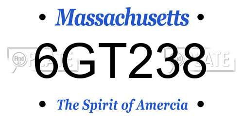 6GT238 Massachusetts License Plate