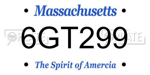 6GT299 Massachusetts License Plate