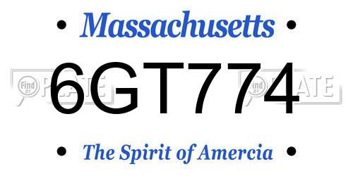 6GT774 Massachusetts License Plate