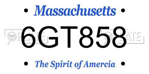 6GT858 Massachusetts License Plate