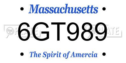 6GT989 Massachusetts License Plate