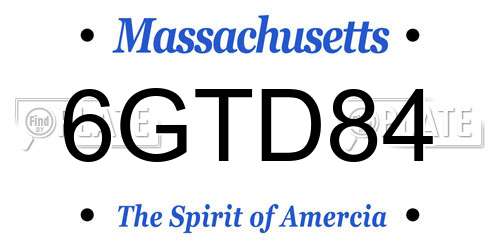 6GTD84 Massachusetts License Plate