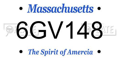 6GV148 Massachusetts License Plate