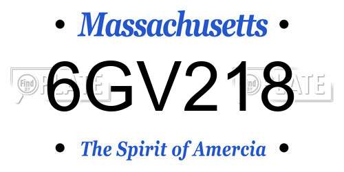 6GV218 Massachusetts License Plate