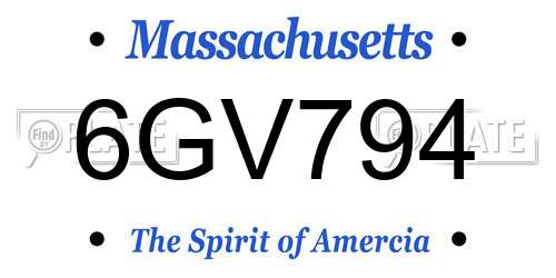 6GV794 Massachusetts License Plate