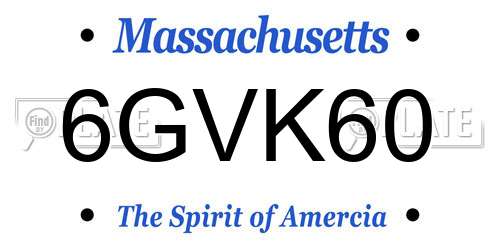6GVK60 Massachusetts License Plate