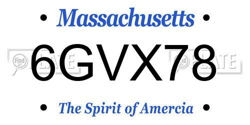 6GVX78 Massachusetts License Plate