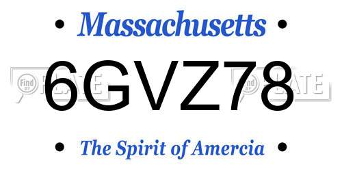 6GVZ78 Massachusetts License Plate