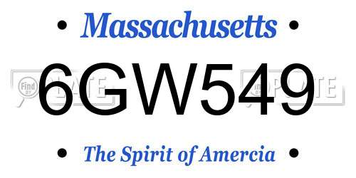 6GW549 Massachusetts License Plate