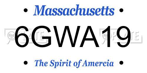 6GWA19 Massachusetts License Plate