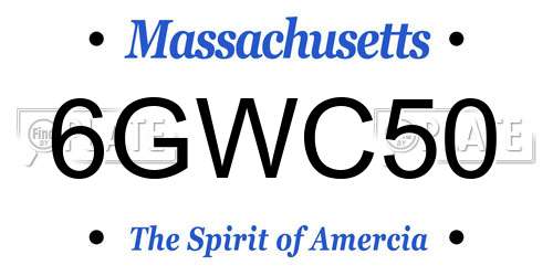 6GWC50 Massachusetts License Plate