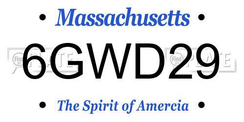 6GWD29 Massachusetts License Plate