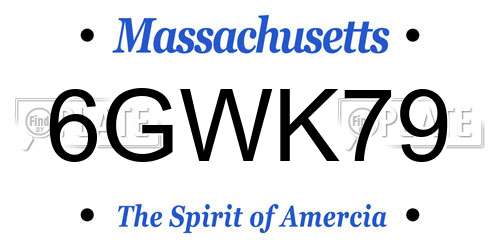 6GWK79 Massachusetts License Plate