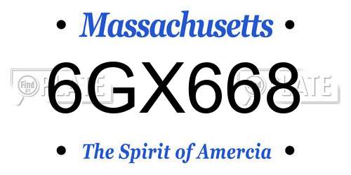 6GX668 Massachusetts License Plate