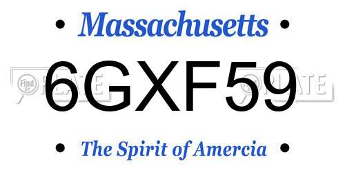 6GXF59 Massachusetts License Plate