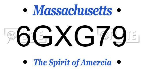6GXG79 Massachusetts License Plate
