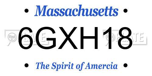 6GXH18 Massachusetts License Plate